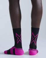 Vectr Light Cushion Crew Socks, Black/Fuchsia