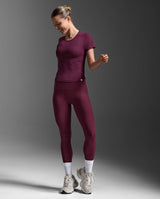 Fluid Modal Ribbed Crop Tee, Amaretto/White