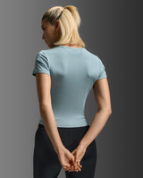 Fluid Modal Ribbed Crop Tee, Chambray/White