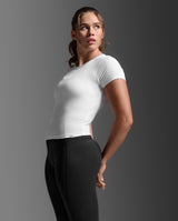 Fluid Modal Ribbed Crop Tee, White/White