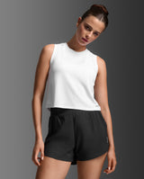 Aero Mesh Crop Tank, White/Silver Reflective