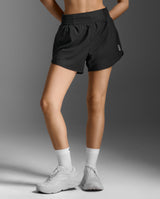 Aero Hi-Rise 4 Inch Shorts, Black/Silver Reflective