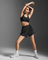 Aero Hi-Rise 4 Inch Shorts, Black/Silver Reflective