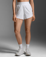 Aero Hi-Rise 4 Inch Shorts, White/Silver Reflective