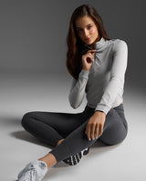 Flex Crop 1/2 Zip Long Sleeve, Harbor Mist/Harbor Mist