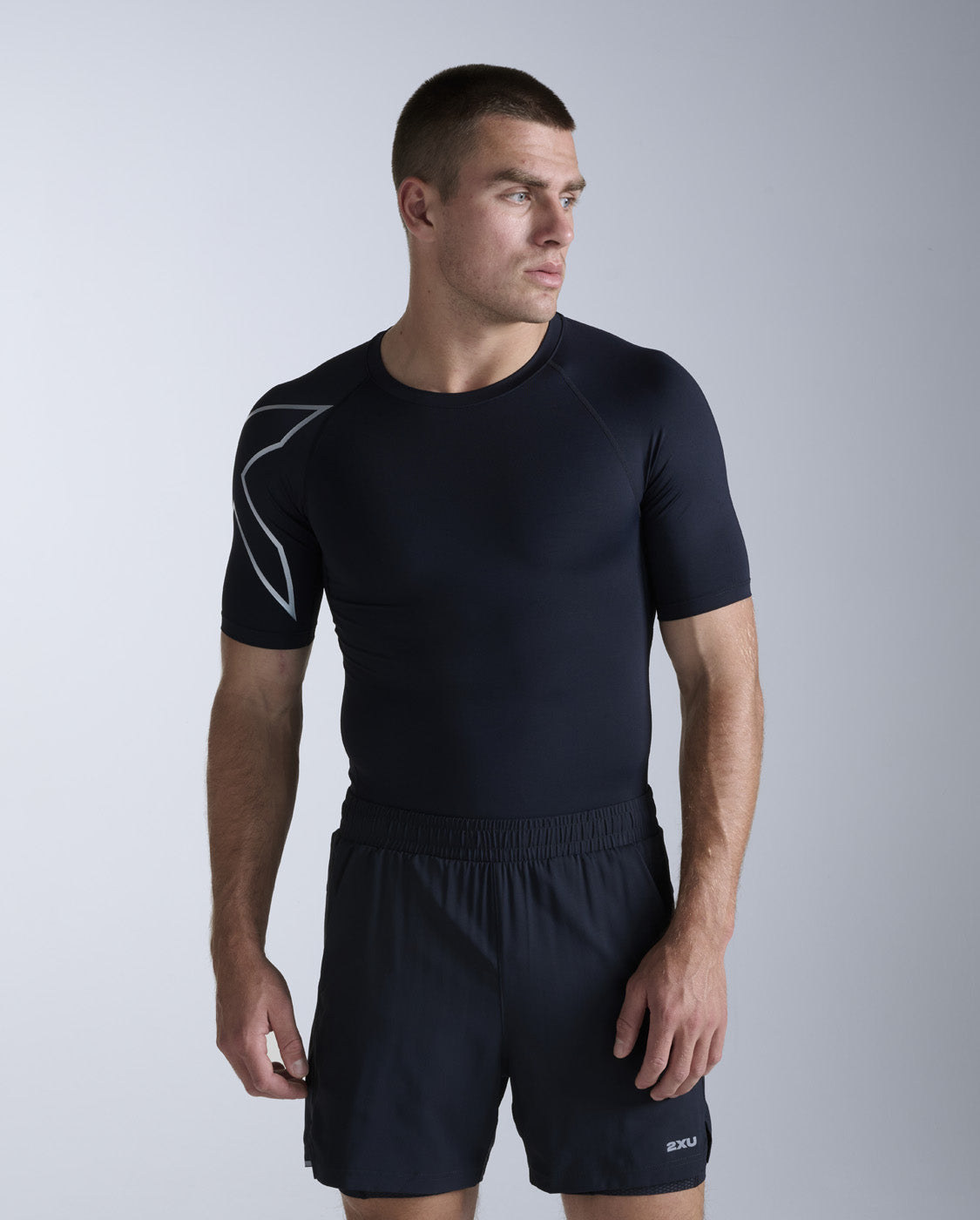 Core Compression Short Sleeve, Black/Silver