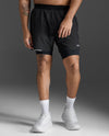 AERO 2-IN-1 5 INCH SHORTS - BLACK/SILVER REFLECTIVE