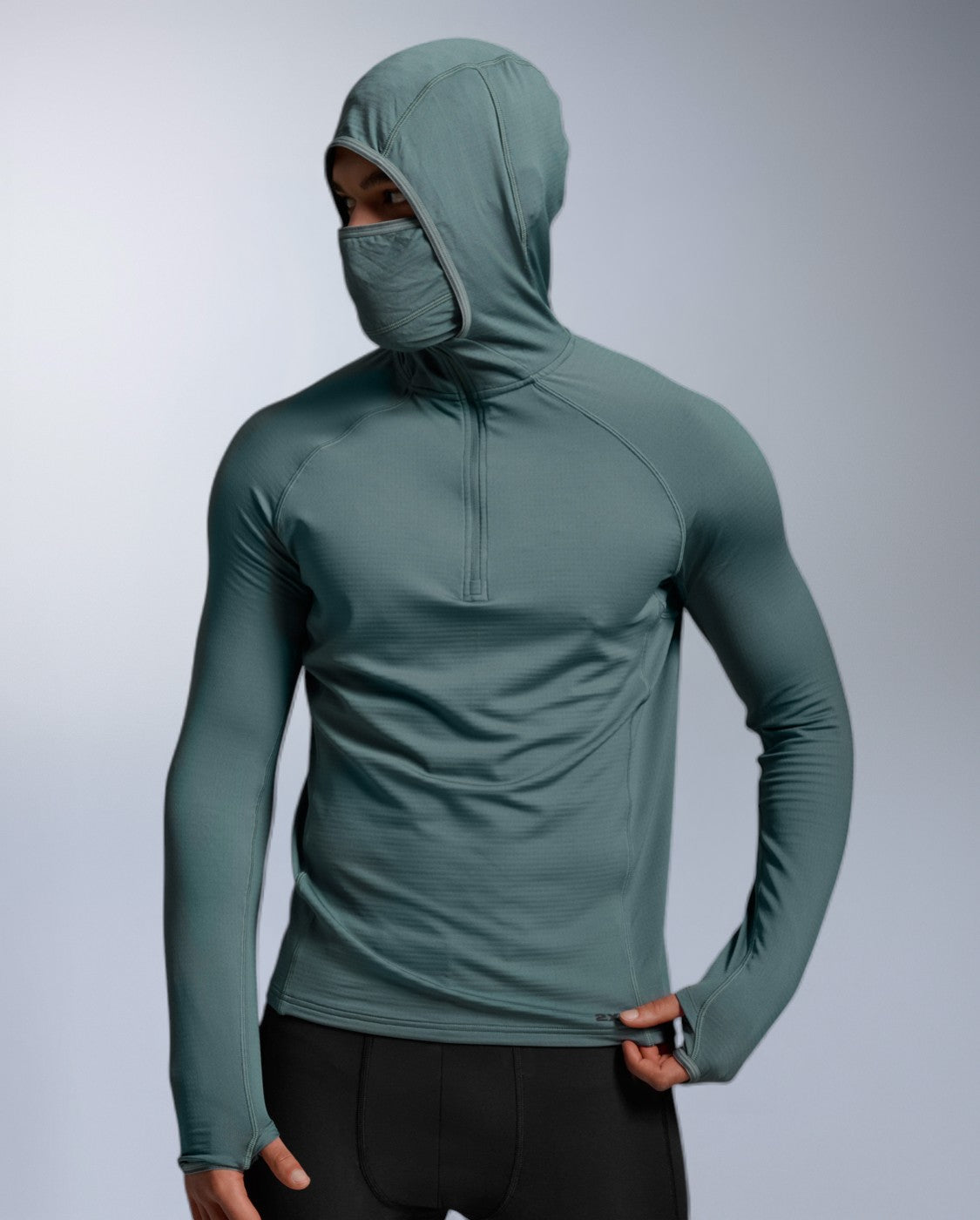 Ignition Grid 1/2 Zip Hoodie, Olive Leaf/Black Reflective