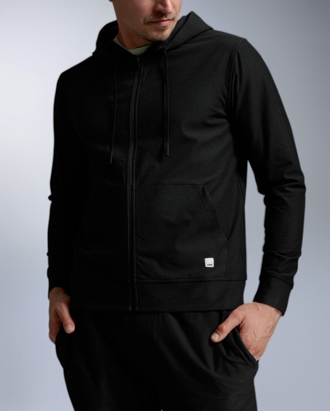 Signature Zip Through Hoodie, Black/Black
