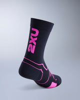 Vectr Cushion Crew Socks, Black/Fuchsia
