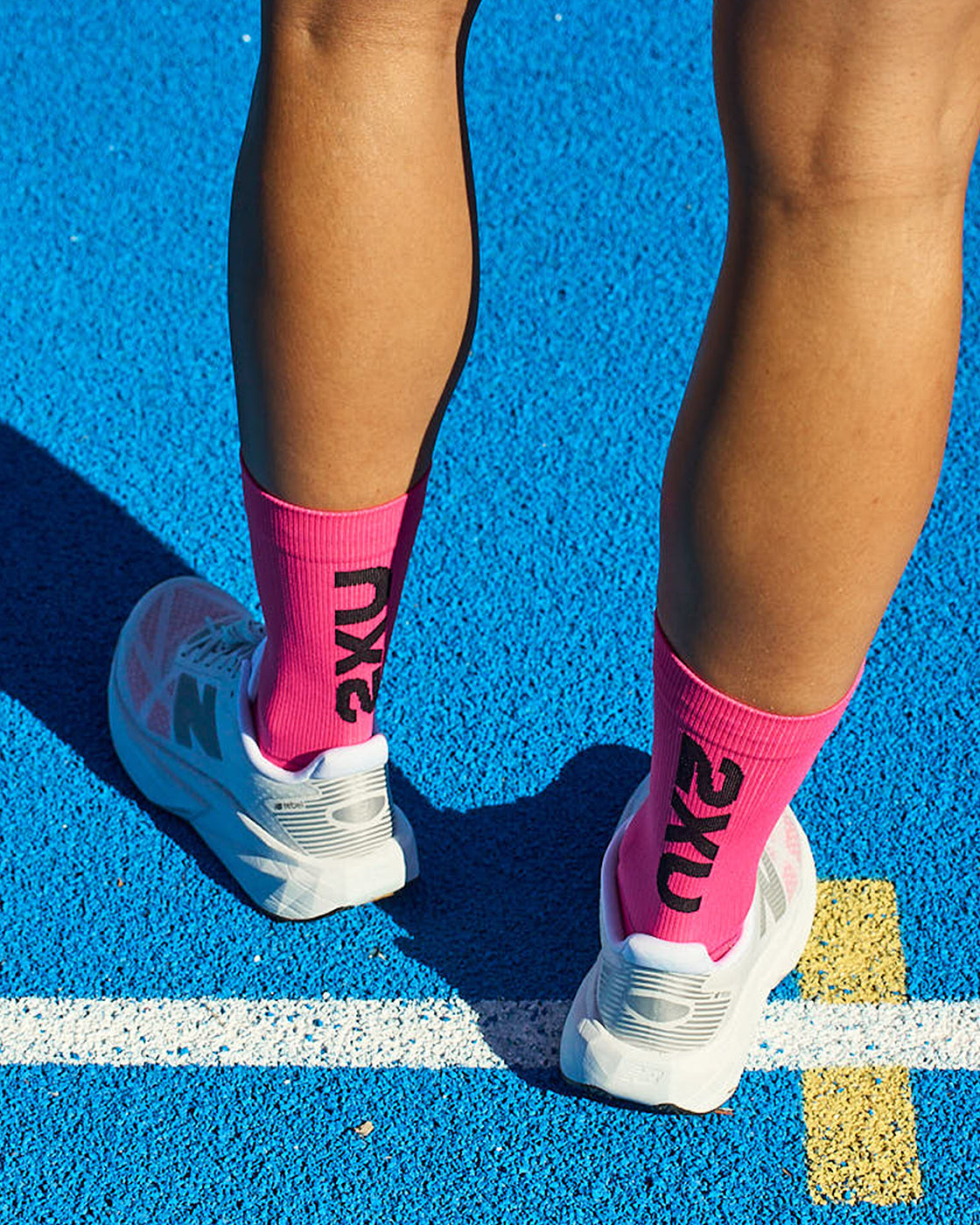 Vectr Light Cushion Crew Socks, Fuchsia/Black