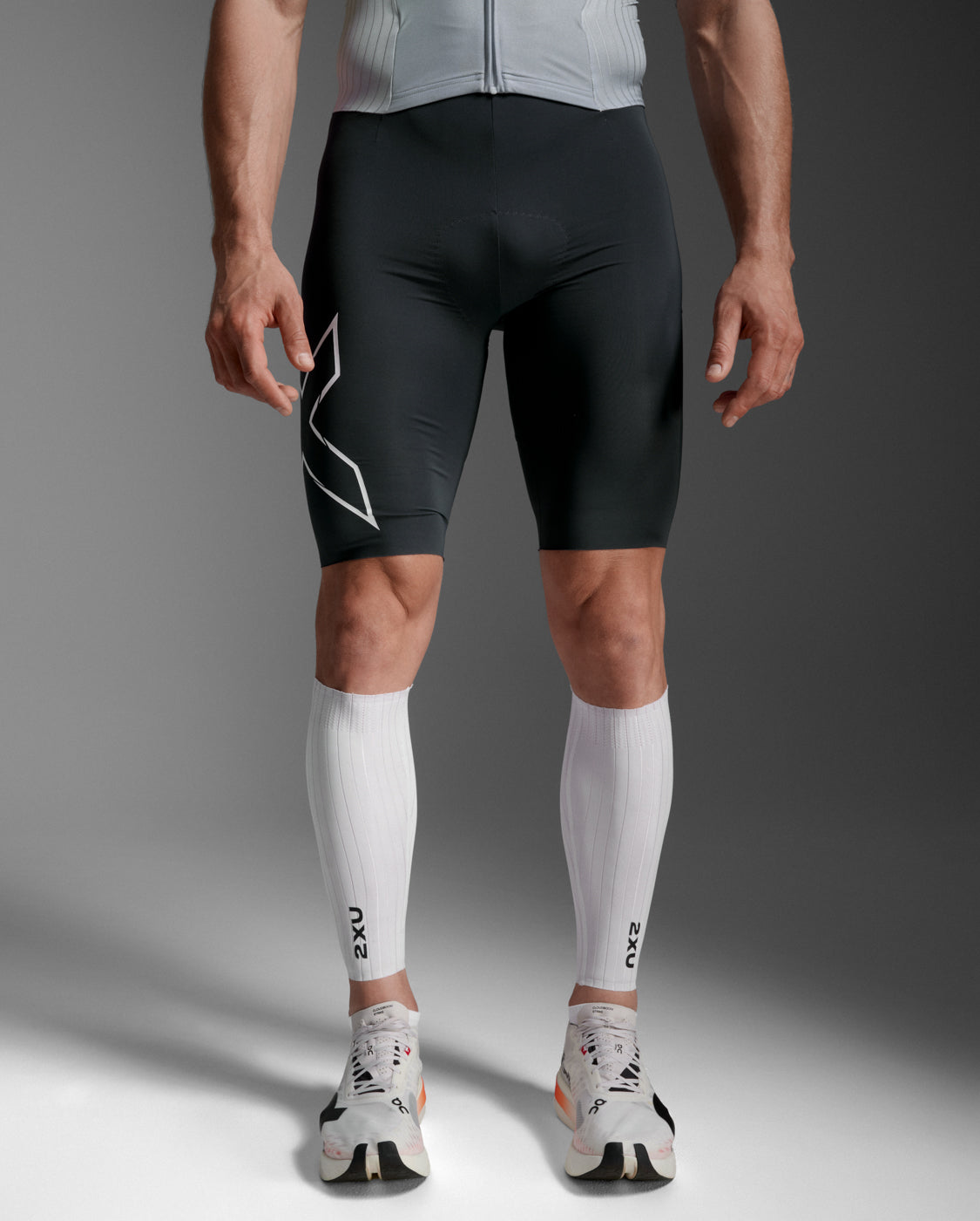 Light Speed Aero Calf Guards, White/Black