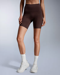 Form Stash Hi-Rise Compression 6 Inch Shorts, Bark/Bark