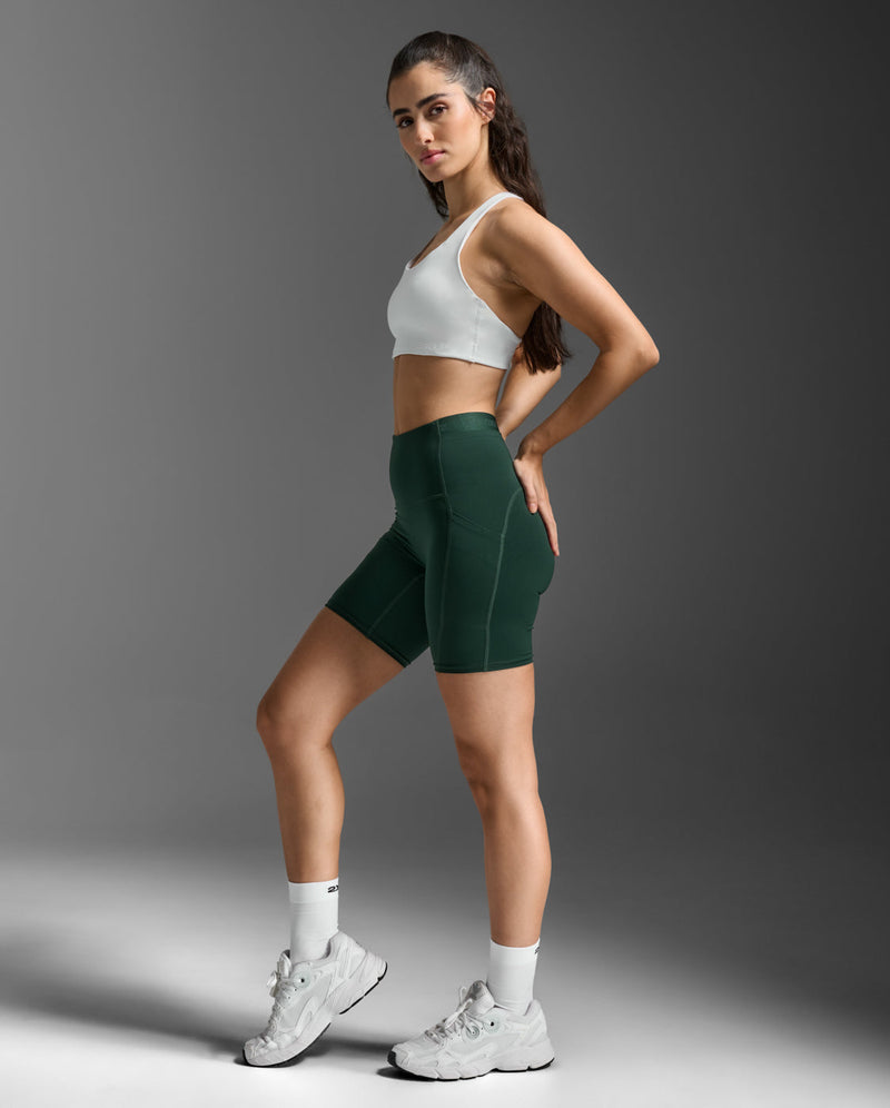 Form Stash Hi-Rise Bike Shorts, Ever Green/Ever Green