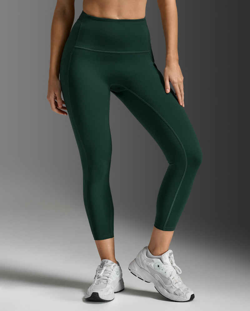 Form Stash Hi-Rise Compression 7/8 Tights, Ever Green/Ever Green