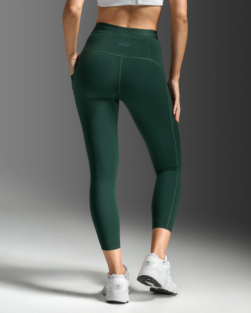 Form Stash Hi-Rise Compression 7/8 Tights, Ever Green/Ever Green