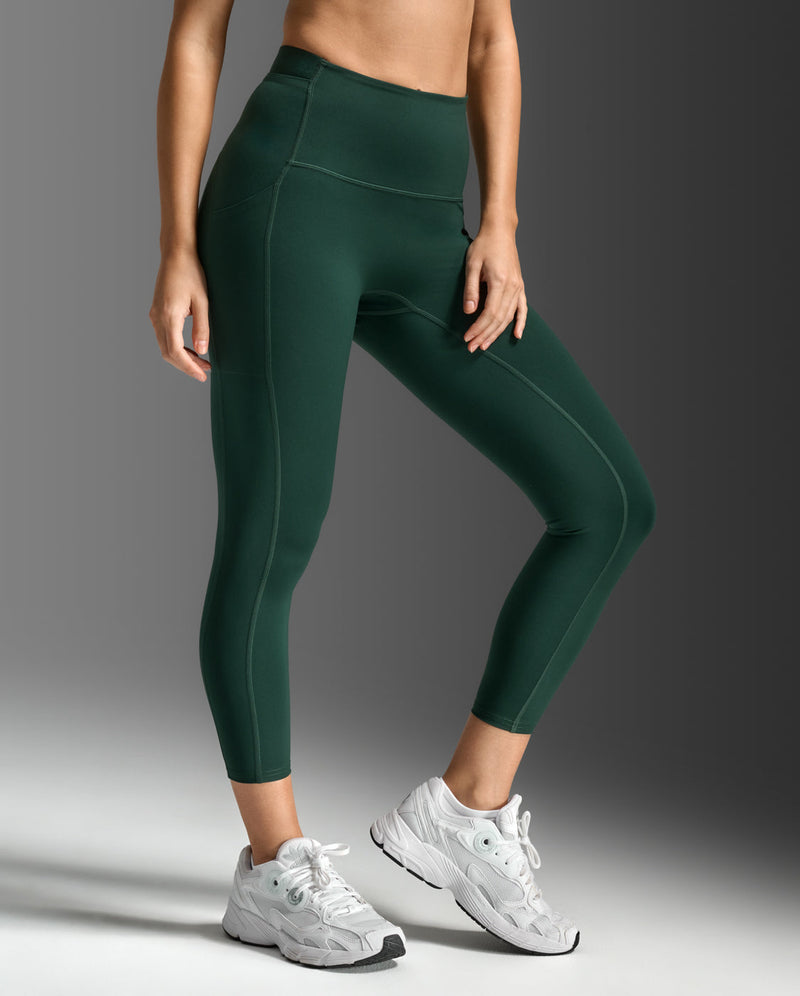 Form Stash Hi-Rise Compression 7/8 Tights, Ever Green/Ever Green