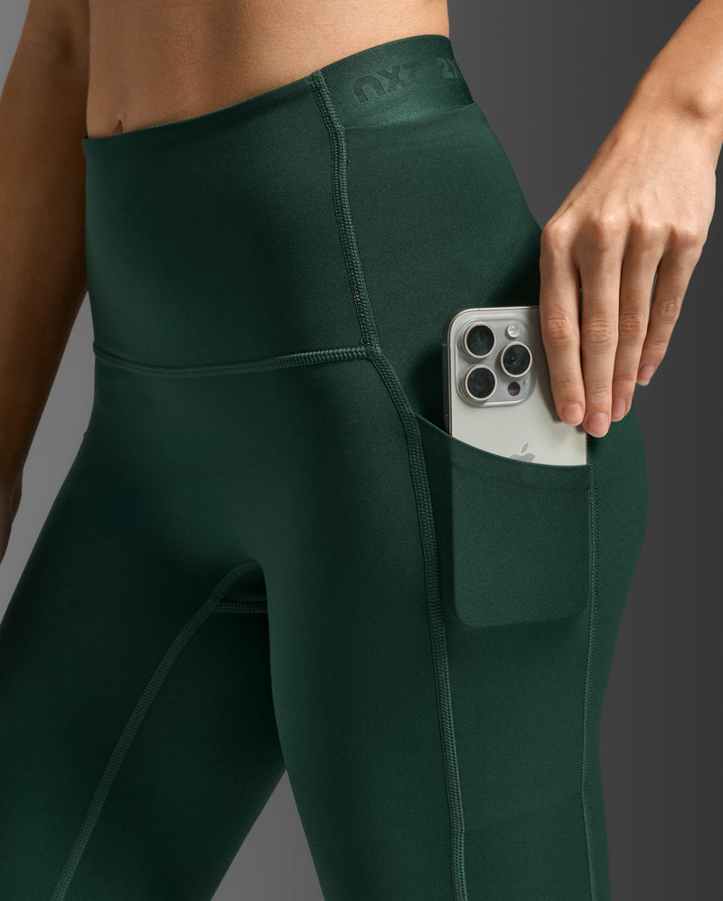 Form Stash Hi-Rise Compression 7/8 Tights, Ever Green/Ever Green