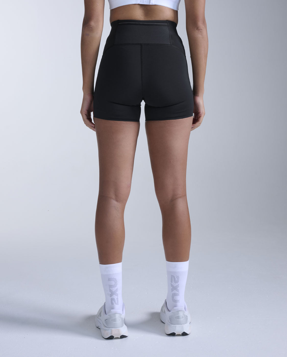 Aero Mesh Hi-Rise Compression 4 Inch Shorts, Black/Silver Reflective