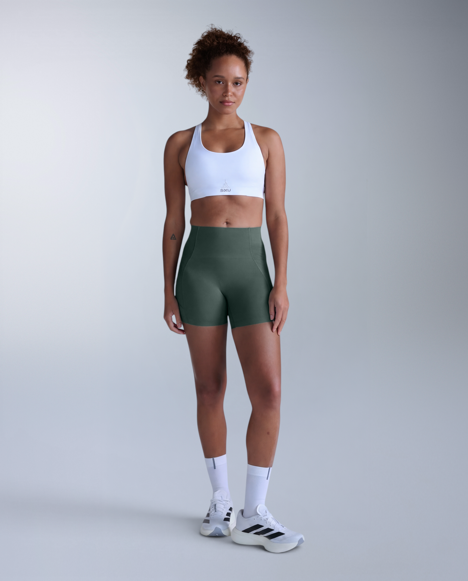 Aero Mesh Hi-Rise Compression 4 Inch Shorts, Olive Leaf/Olive Leaf Reflective