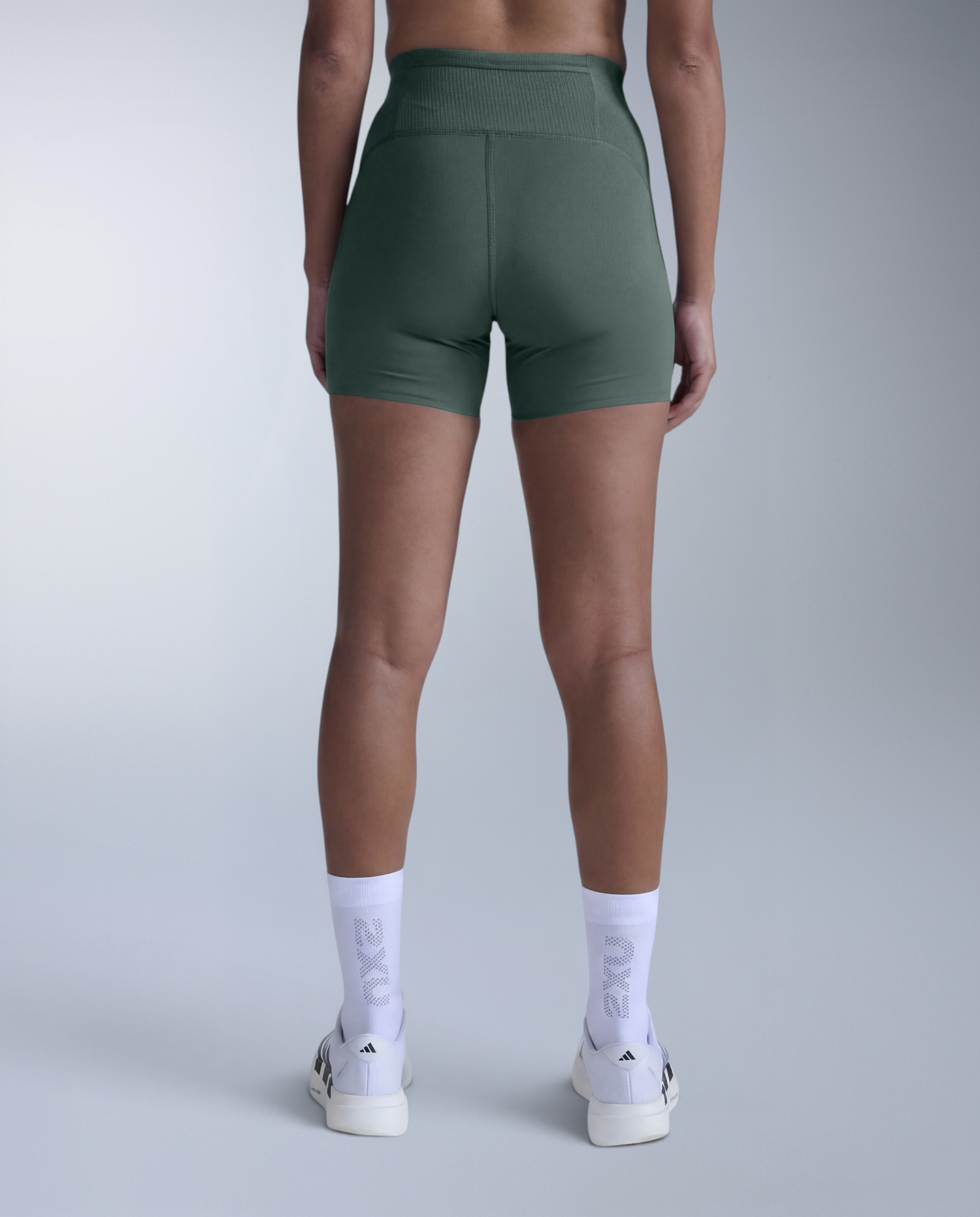 Aero Mesh Hi-Rise Compression 4 Inch Shorts, Olive Leaf/Olive Leaf Reflective