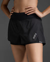 AERO 2-IN-1 4 INCH SHORTS - BLACK/SILVER REFLECTIVE