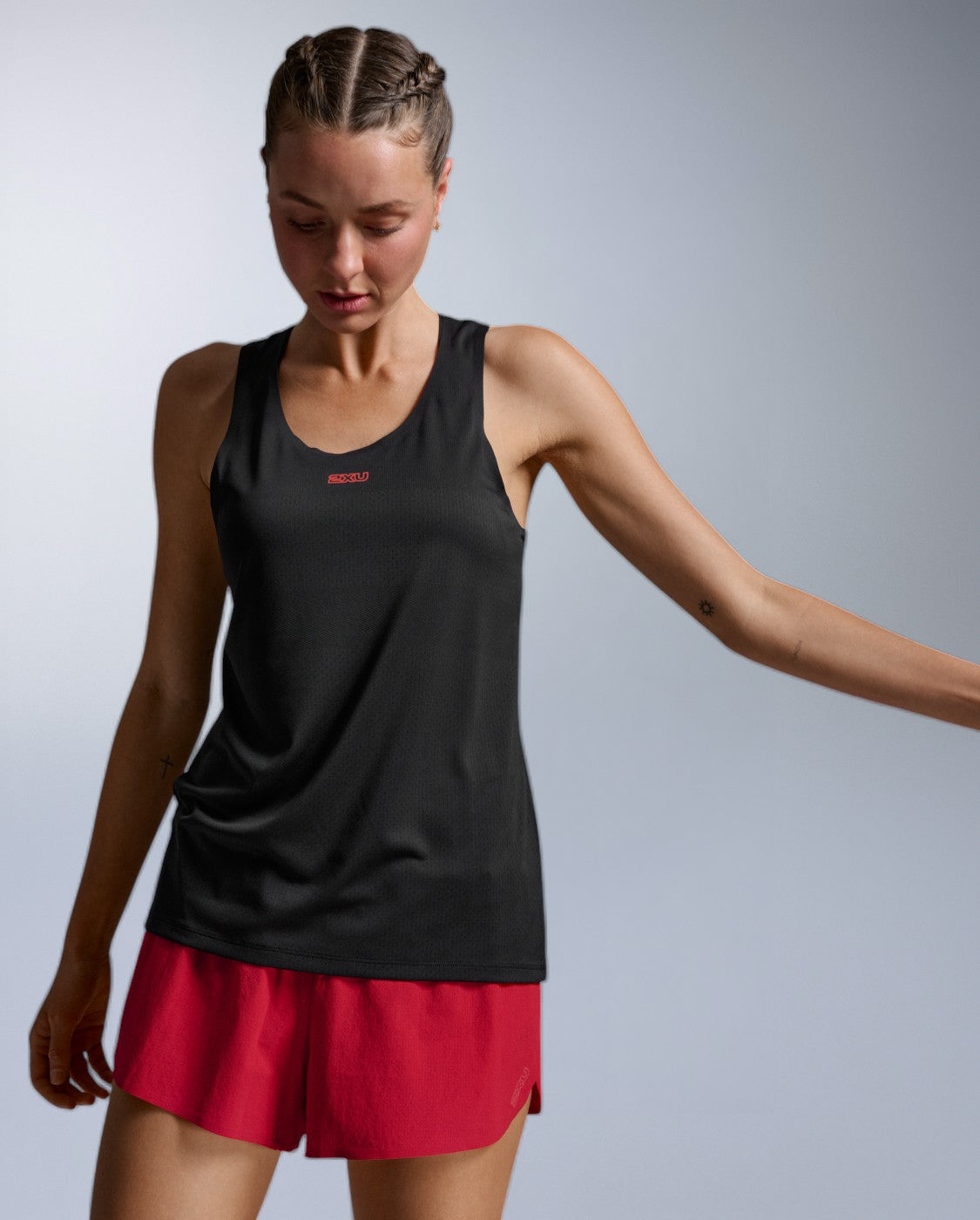 Light Speed Tech Singlet, Black/Red Blaze Reflective