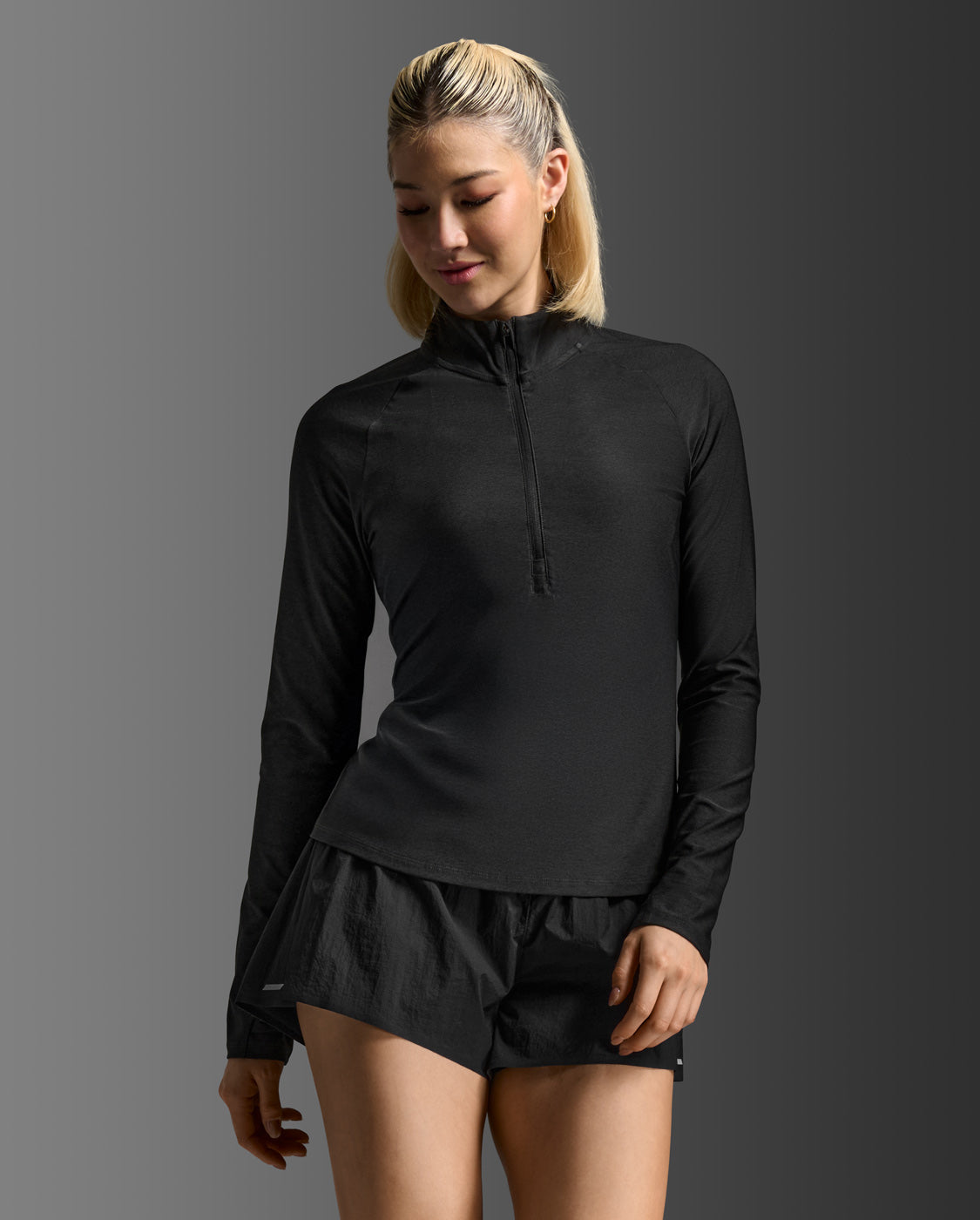 Aero 1/2 Zip, Black/Silver Reflective