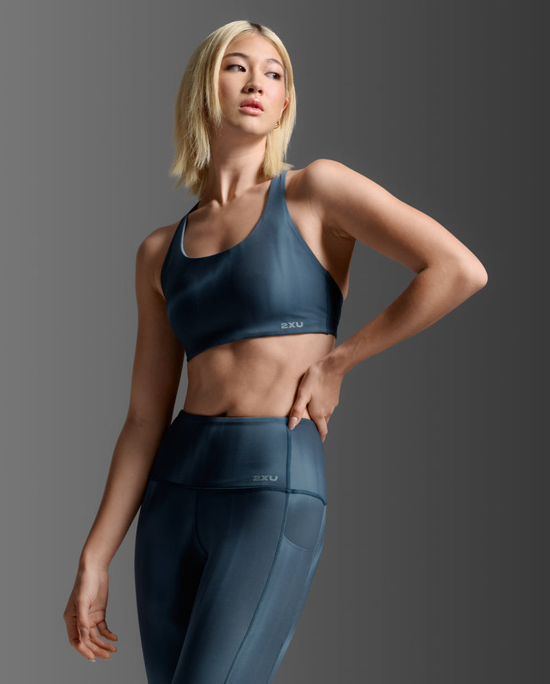 Form Strappy Low Impact Bra, Dark Sage Glass/Dark Sage