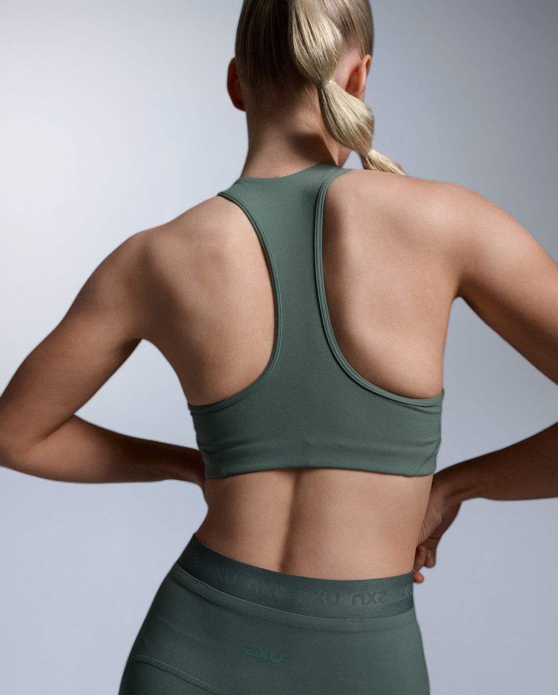 Form Racerback Medium Impact Bra, Olive Leaf/Olive Leaf