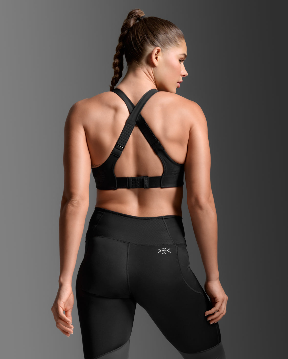 Light Speed High Impact Bra, Black/Silver Reflective