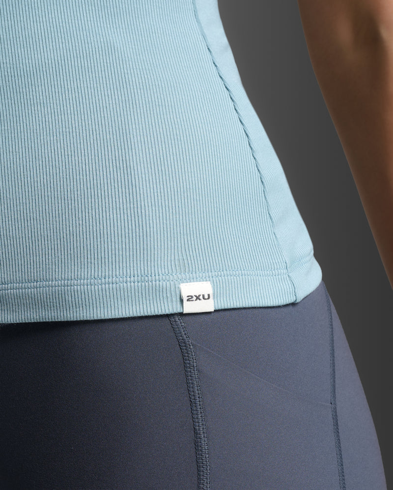 Fluid Modal Ribbed Tank, Chambray/White