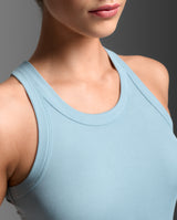 Fluid Modal Ribbed Tank, Chambray/White