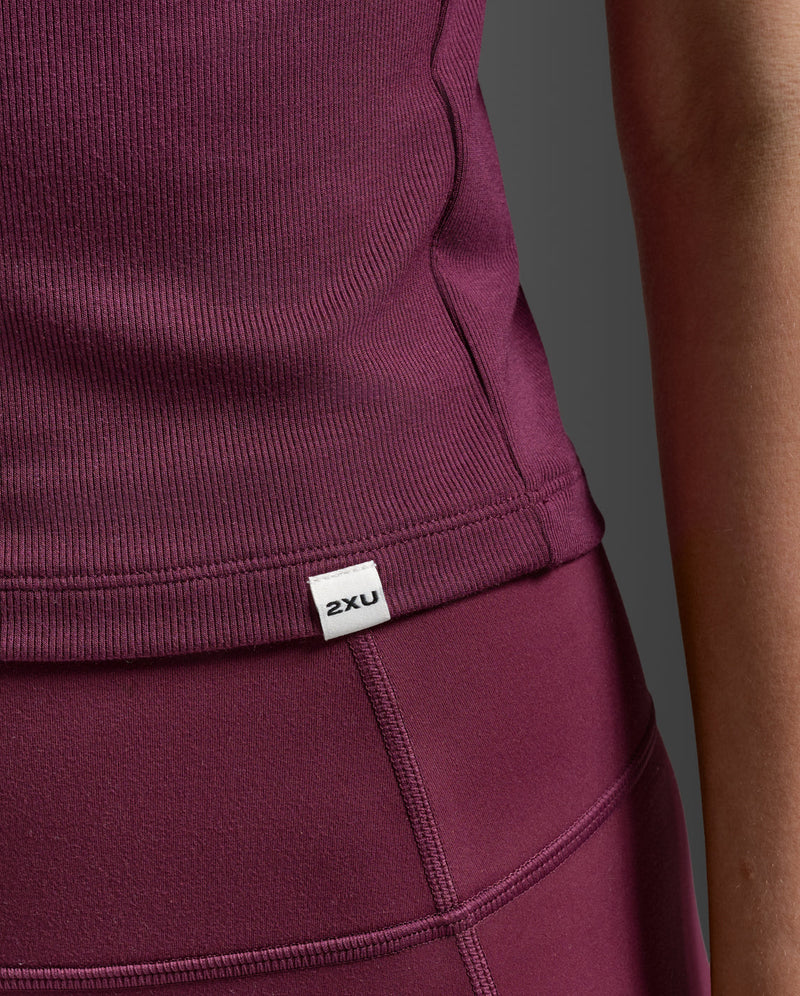 Fluid Modal Ribbed Crop Tee, Amaretto/White