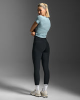 Fluid Modal Ribbed Crop Tee, Chambray/White