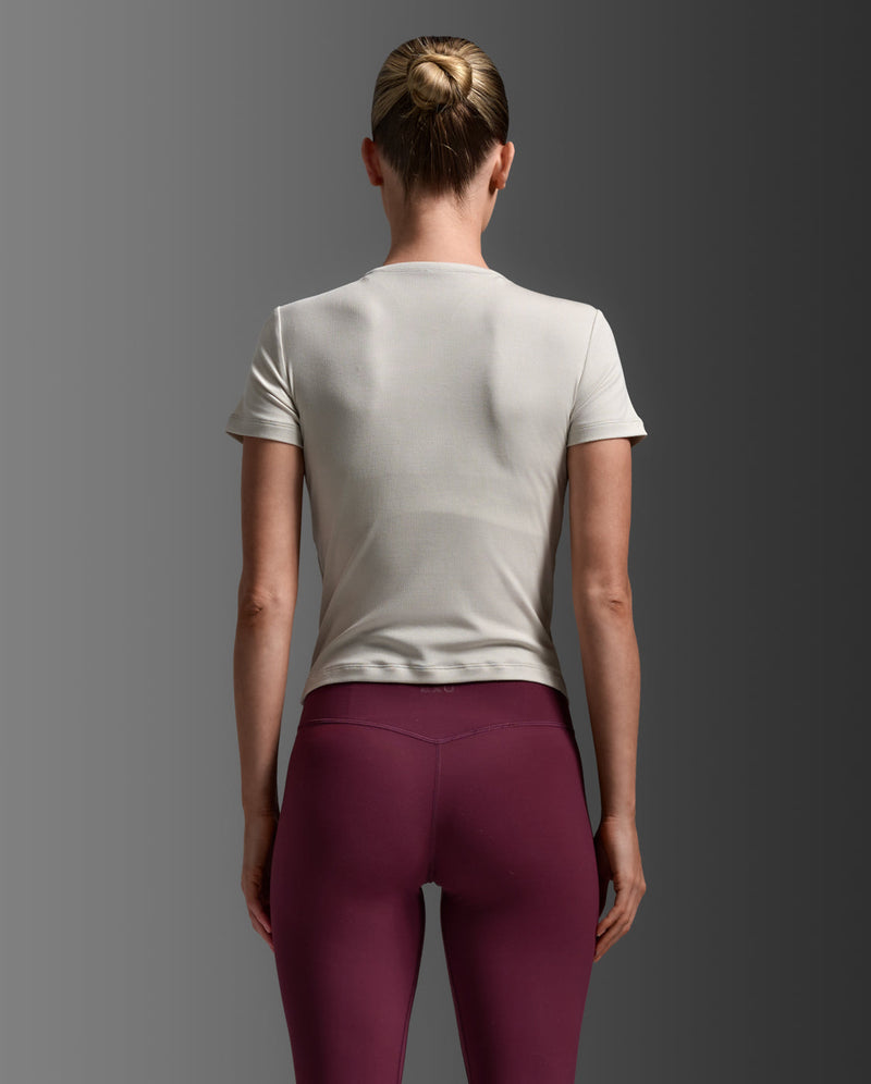 Fluid Modal Ribbed Crop Tee, Moon/White