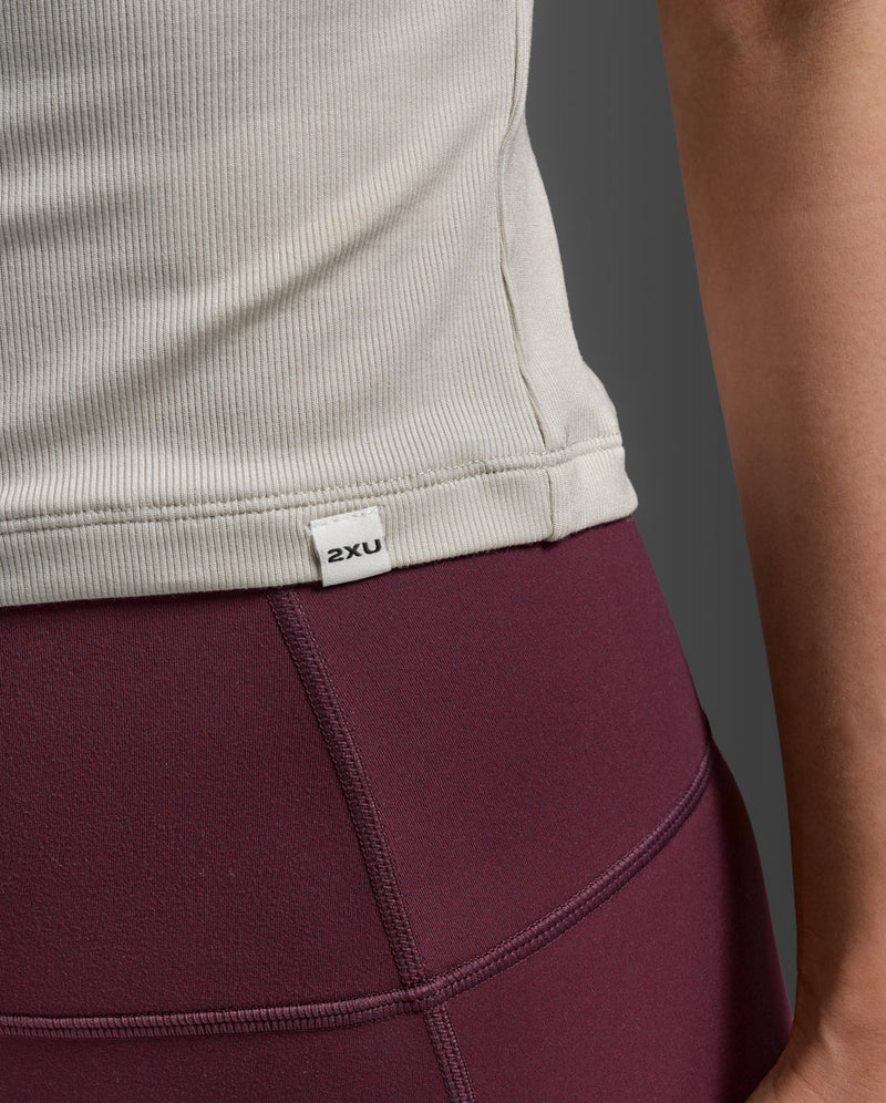 Fluid Modal Ribbed Crop Tee, Moon/White