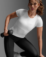 Fluid Modal Ribbed Crop Tee, White/White