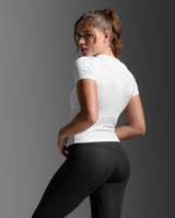 Fluid Modal Ribbed Crop Tee, White/White