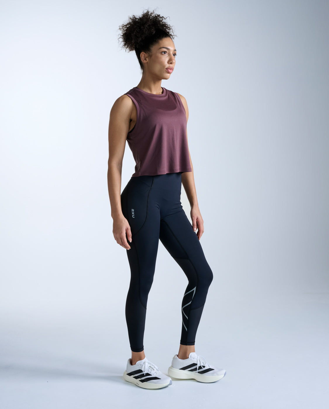 Aero Mesh Crop Tank, Currant/Silver Reflective