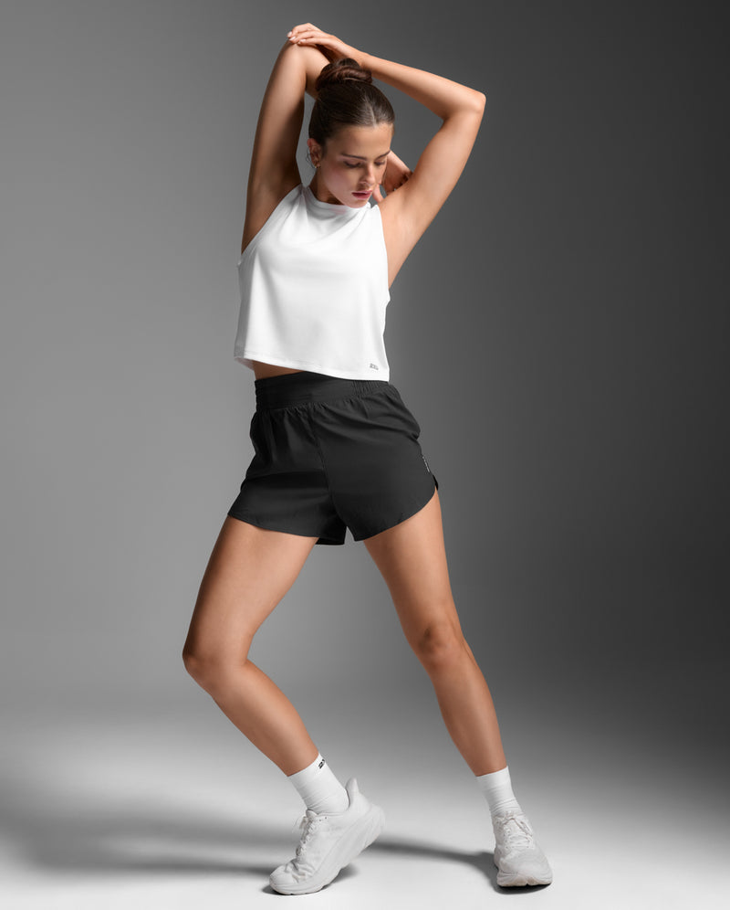 Aero Mesh Crop Tank, White/Silver Reflective