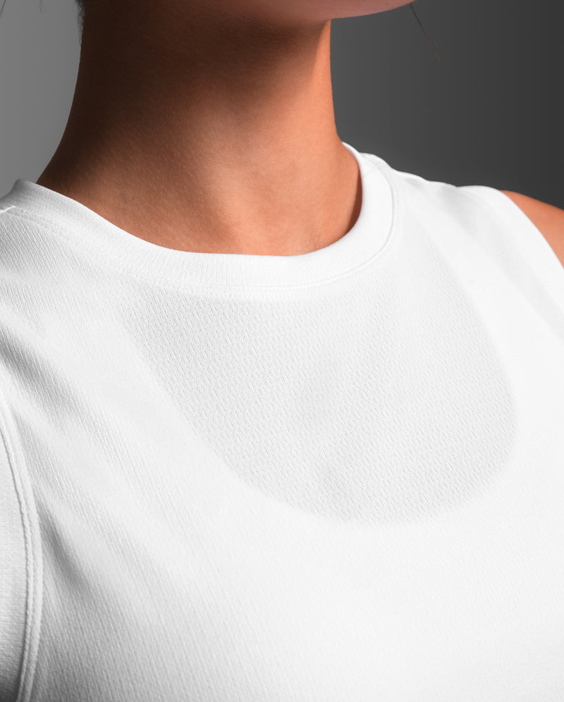 Aero Mesh Crop Tank, White/Silver Reflective
