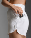 Aero Hi-Rise 4 Inch Shorts - WHITE/SILVER REFLECTIVE