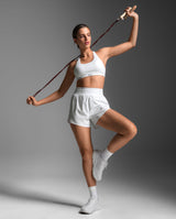 Aero Hi-Rise 4 Inch Shorts, White/Silver Reflective