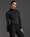 Flex Crop 1/2 Zip Long Sleeve - BLACK/BLACK