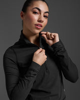 Flex Crop 1/2 Zip Long Sleeve, Black/Black