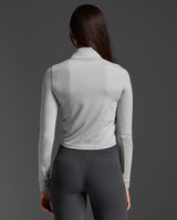 Flex Crop 1/2 Zip Long Sleeve, Harbor Mist/Harbor Mist