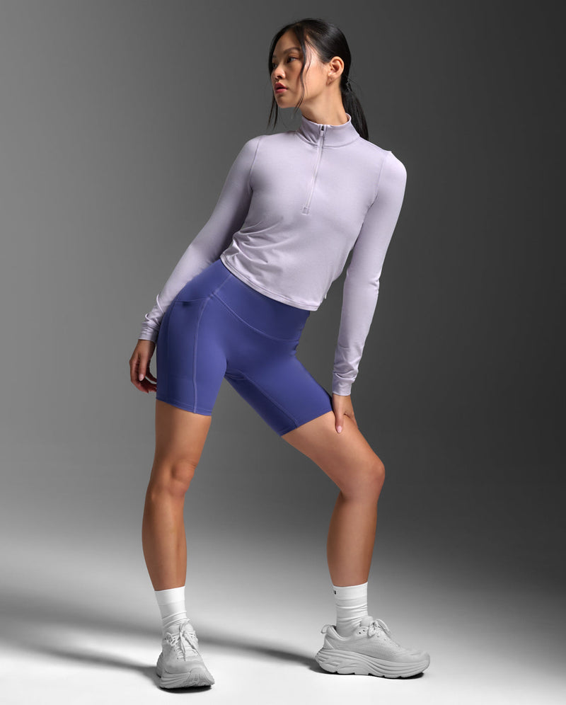 Flex Crop 1/2 Zip Long Sleeve, Virtual Violet/Virtual Violet