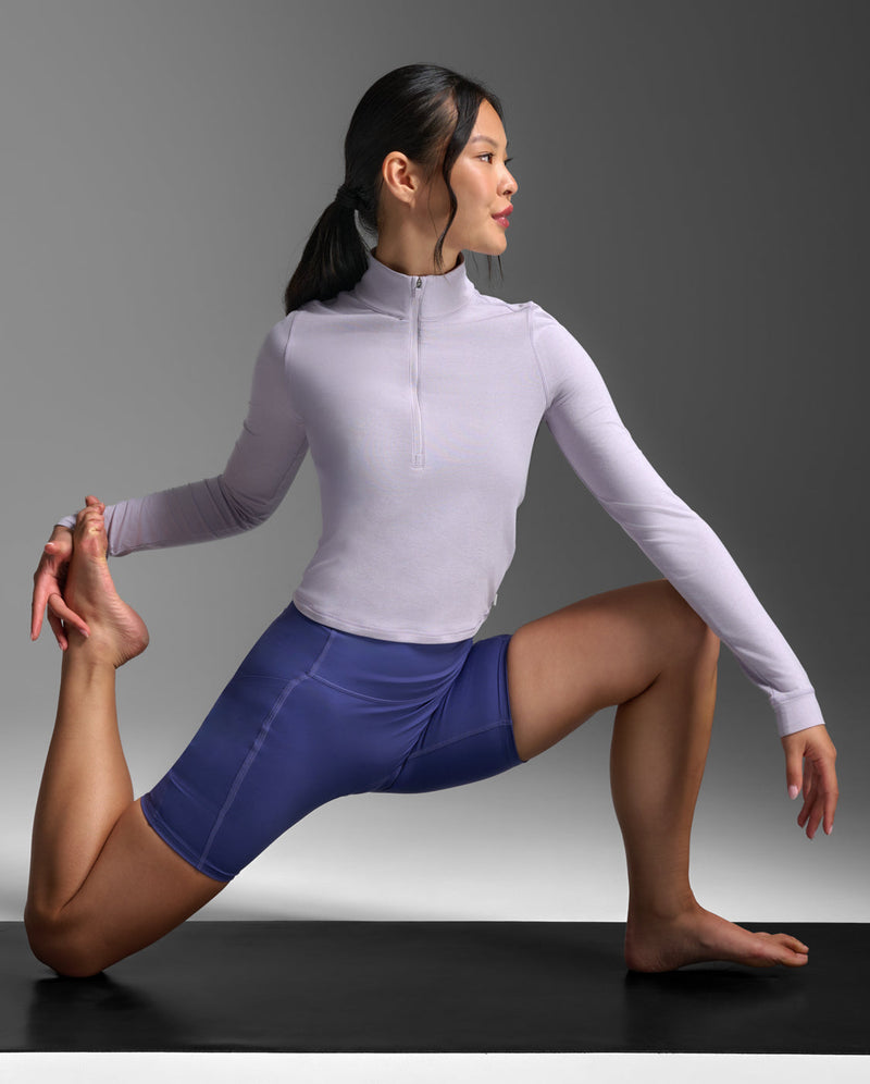 Flex Crop 1/2 Zip Long Sleeve, Virtual Violet/Virtual Violet