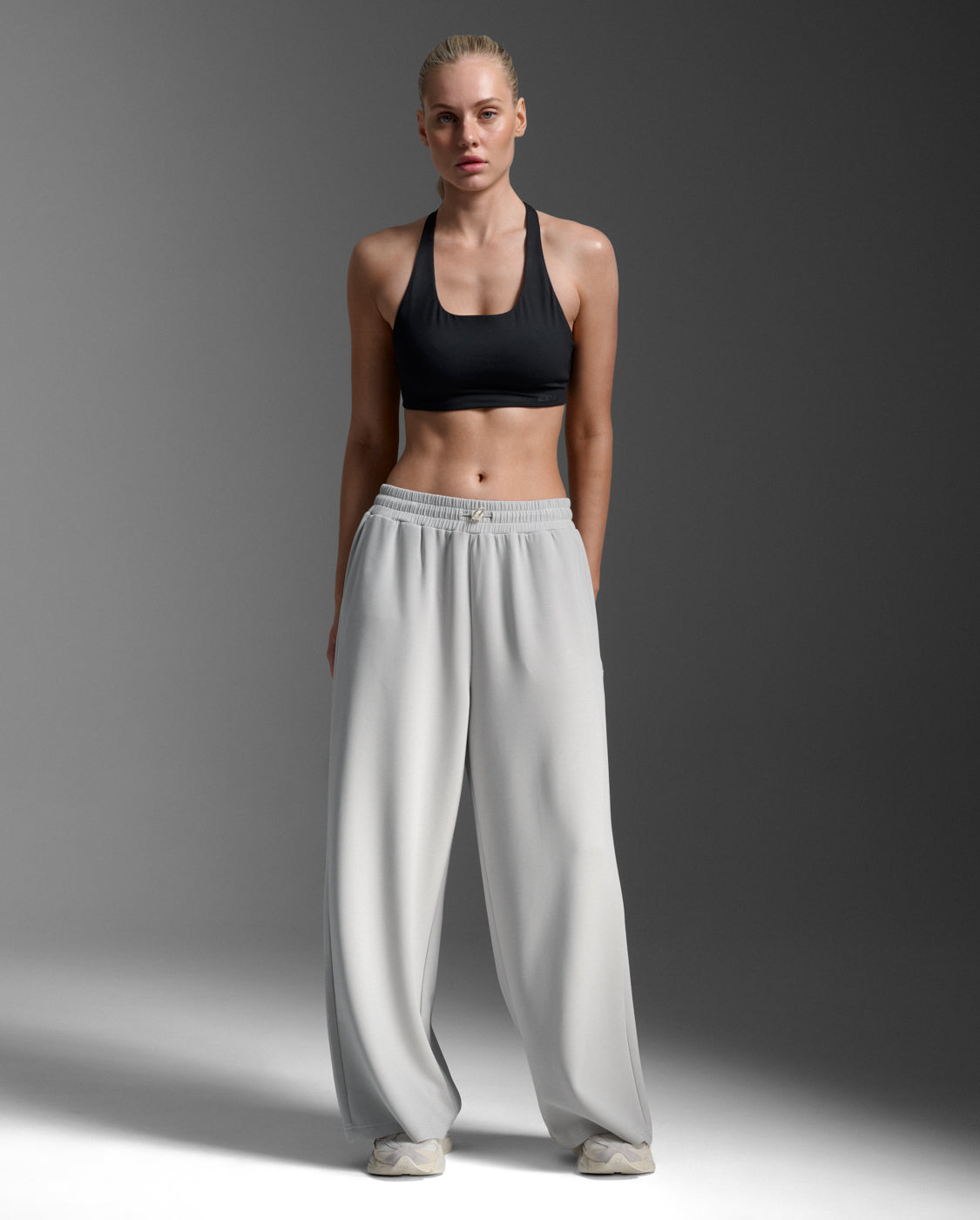 Wonderluxe Sand Washed Wide Leg Pants, Harbor Mist/White